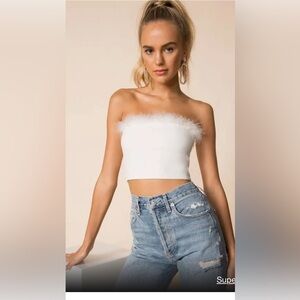 superdown Olivia Strapless Top in White